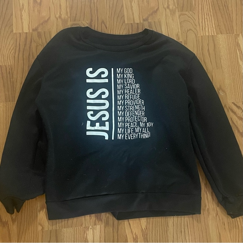 SHEIN Black Sweatshirt with White Text
